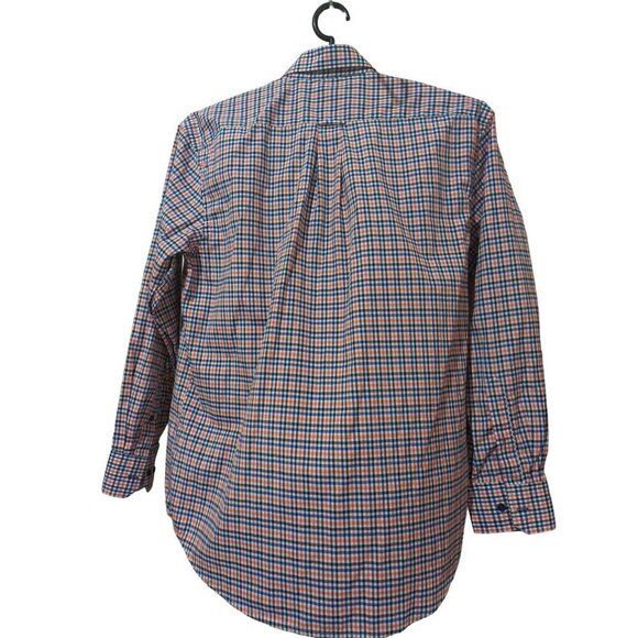 Izod mens button front long sleeve shirt size L blue orange white  checks - Picture 3 of 11